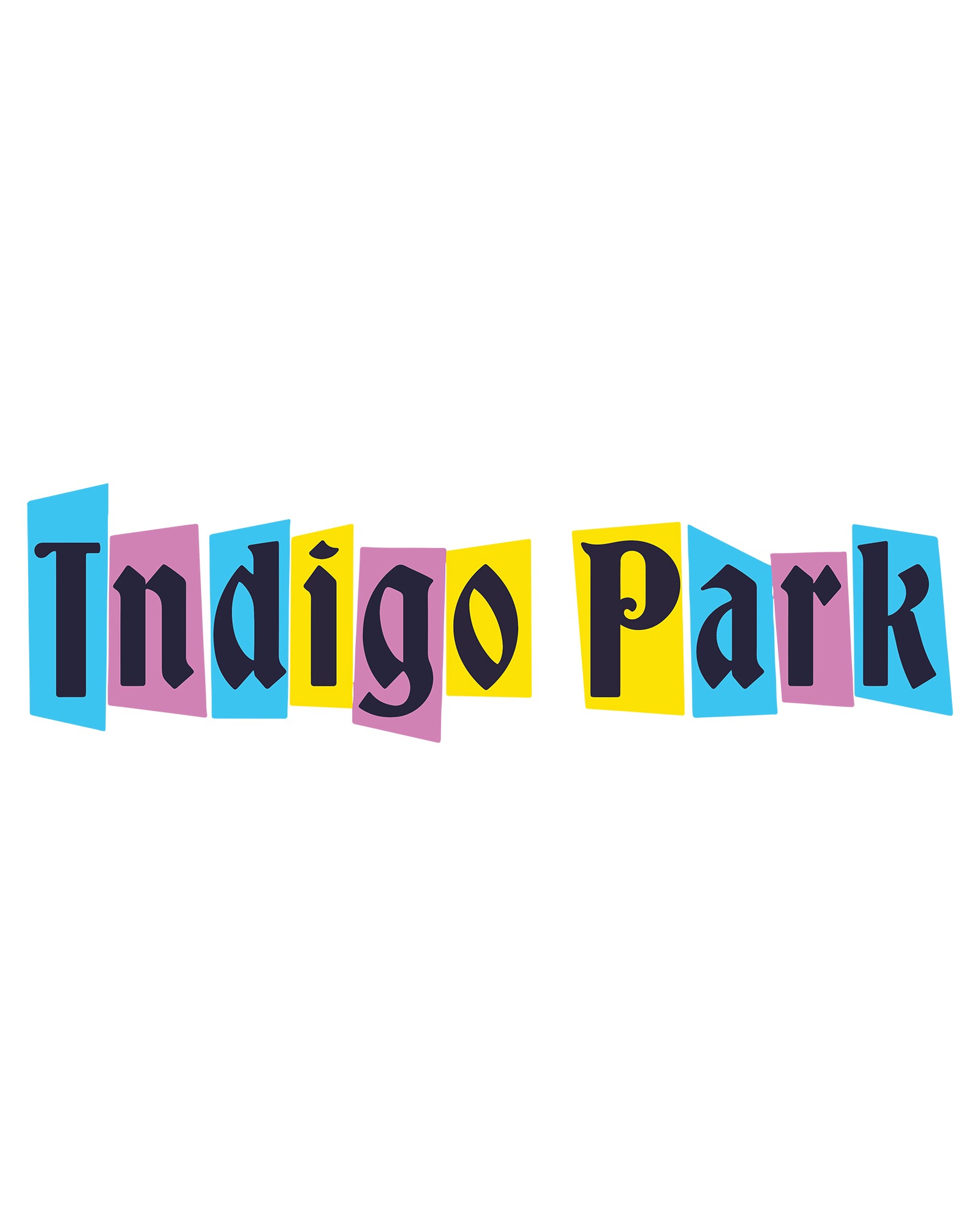 image on shirt: indigo park as old text like disneyland logo. text: indigo park